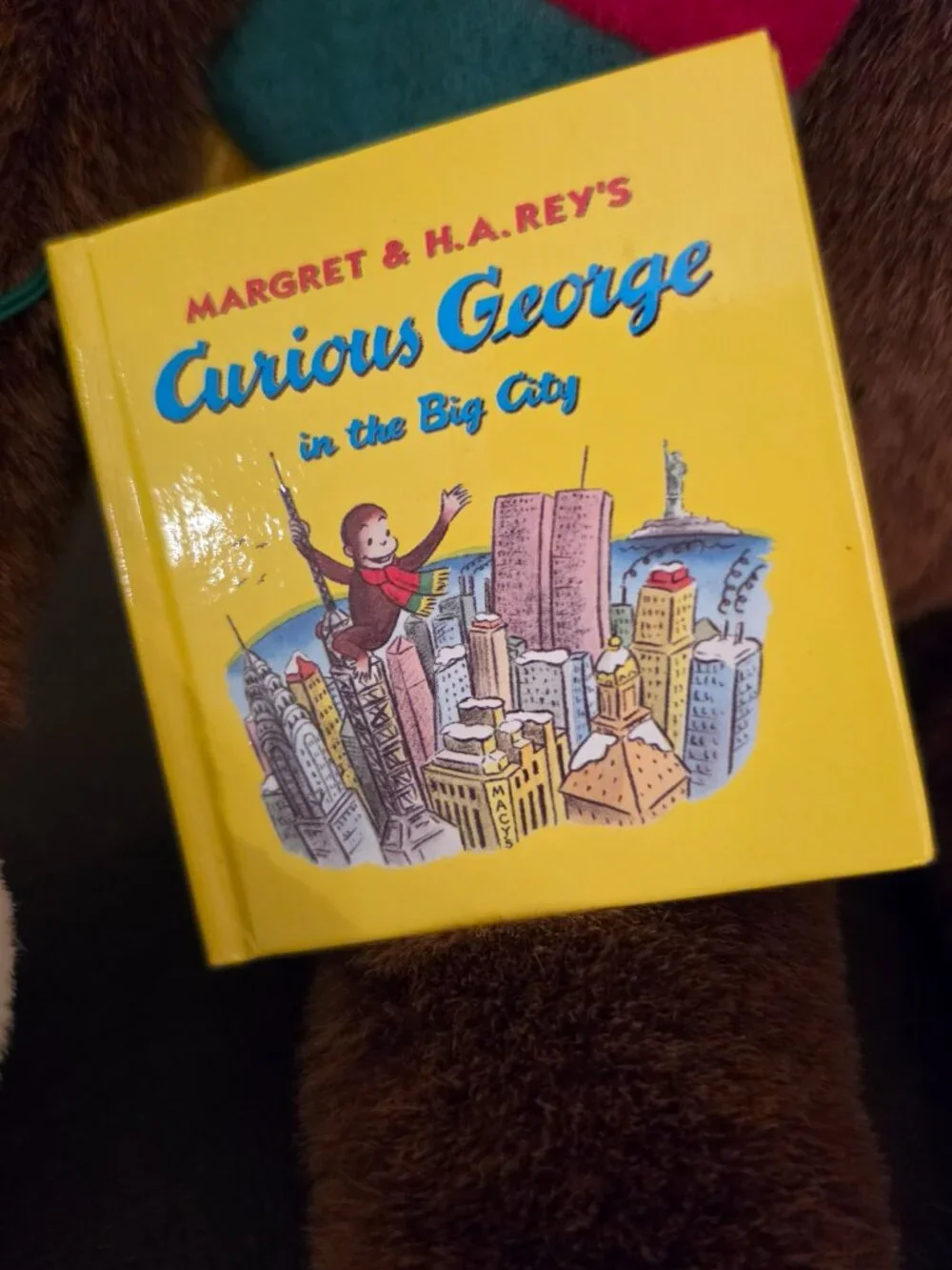 Vintage Macy's exclusive Curious George plush monkey hat and set from 2001